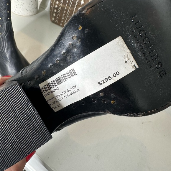 Lucchese Western Cowboy Studded Black Ankle Boots Women’s - Size 8B - Picture 10 of 10